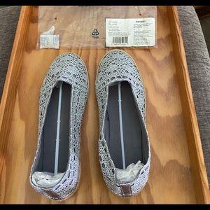 Silver metallic flats new in bag